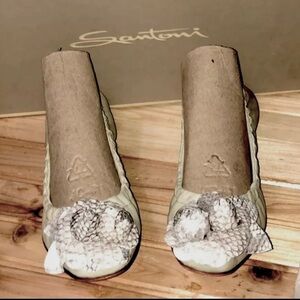 Premium Safari Santoni Suede Ballet Flats red bottoms 100% authentic python bow